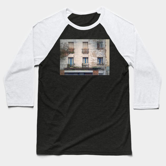 Abandoned building facade Baseball T-Shirt by psychoshadow